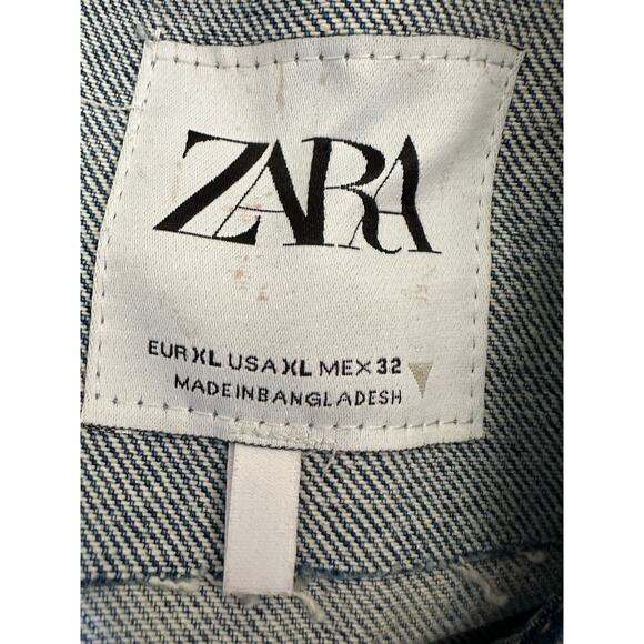 Zara Women Blue Full Length Wide Leg Denim Jumpsuit With Side Cut-Outs Size XL - Picture 7 of 9